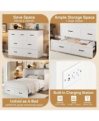 Streamdale Furniture Murphy Bed Cabinet Full Size with Charging Station & Drawer