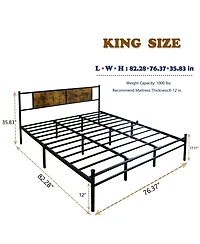 Streamdale Furniture King Bed Frame Wood Headboard Footboard Metal Platform Mattress Foundation