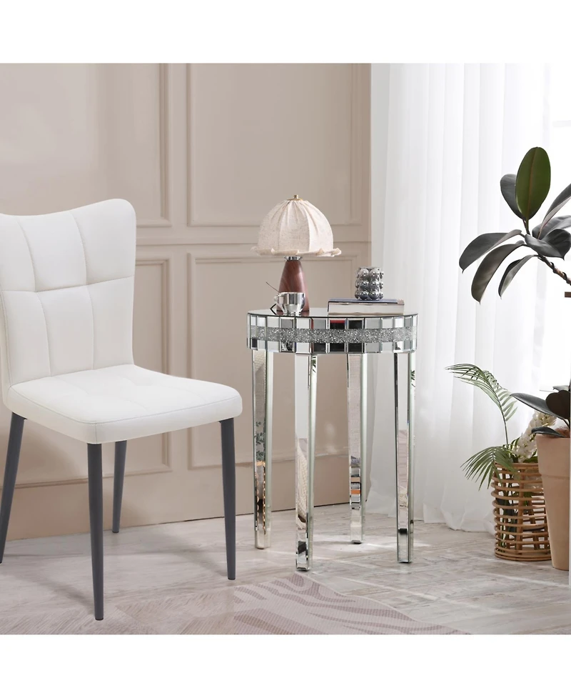 Streamdale Furniture Round Mirror Breakfast Table, Diamond Pedestal, Bistro Style