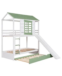 Streamdale Furniture Twin House Bunk Bed w/ Slide & Trundle