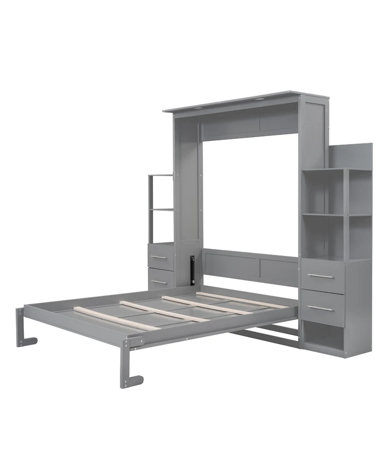 Streamdale Furniture Murphy Bed with Shelves, Drawers & Lights