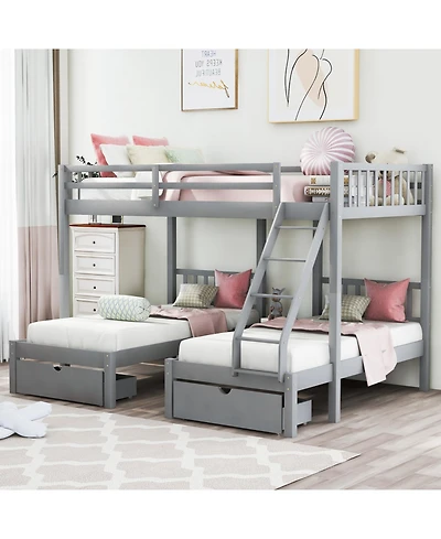 Streamdale Furniture Full Over Twin & Triple Bunk Bed with Drawers