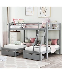 Streamdale Furniture Full Over Twin & Triple Bunk Bed with Drawers