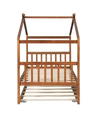 Streamdale Twin Wooden House Bed with Trundle, Gray
