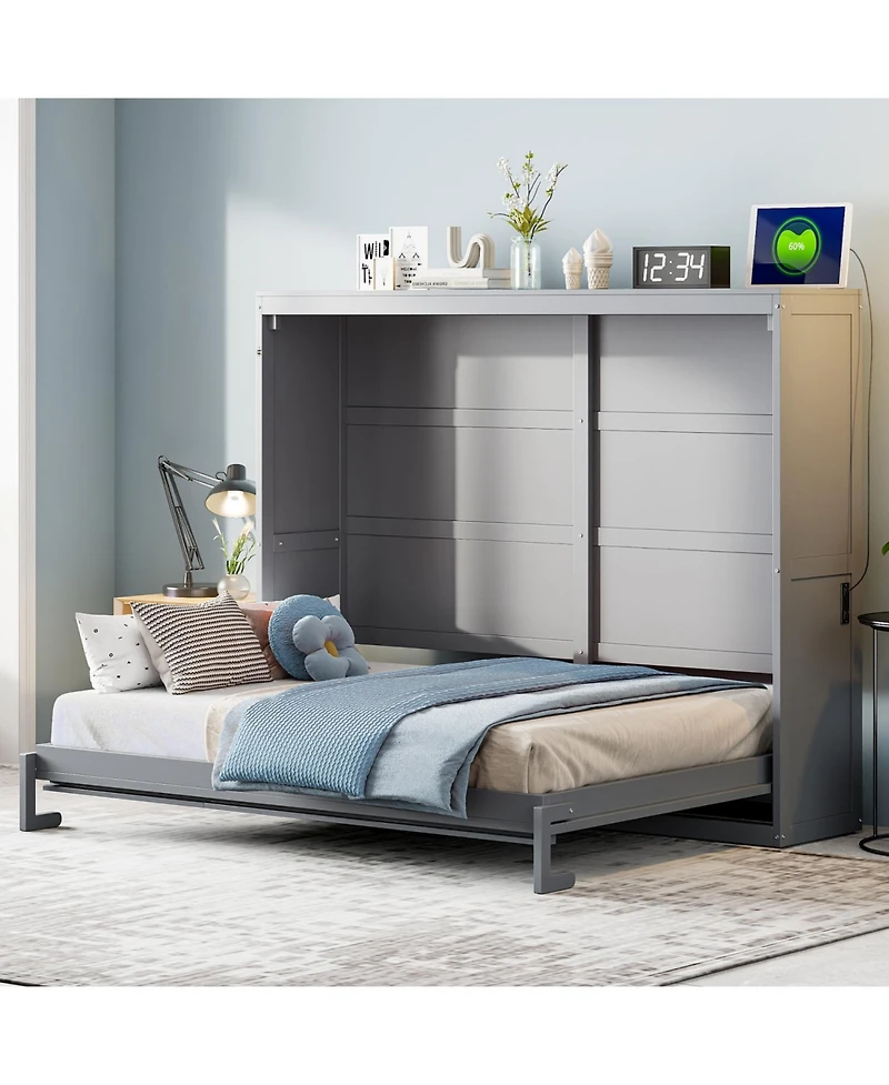 Streamdale Furniture Queen Size Murphy Bed Wall Bed,Gray