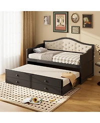 Streamdale Furniture Streamdale Twin Daybed with Trundle & Storage, Upholstered Backrest