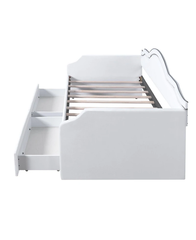 Streamdale Furniture Twin Upholstered Daybed with Led and 2 Drawers