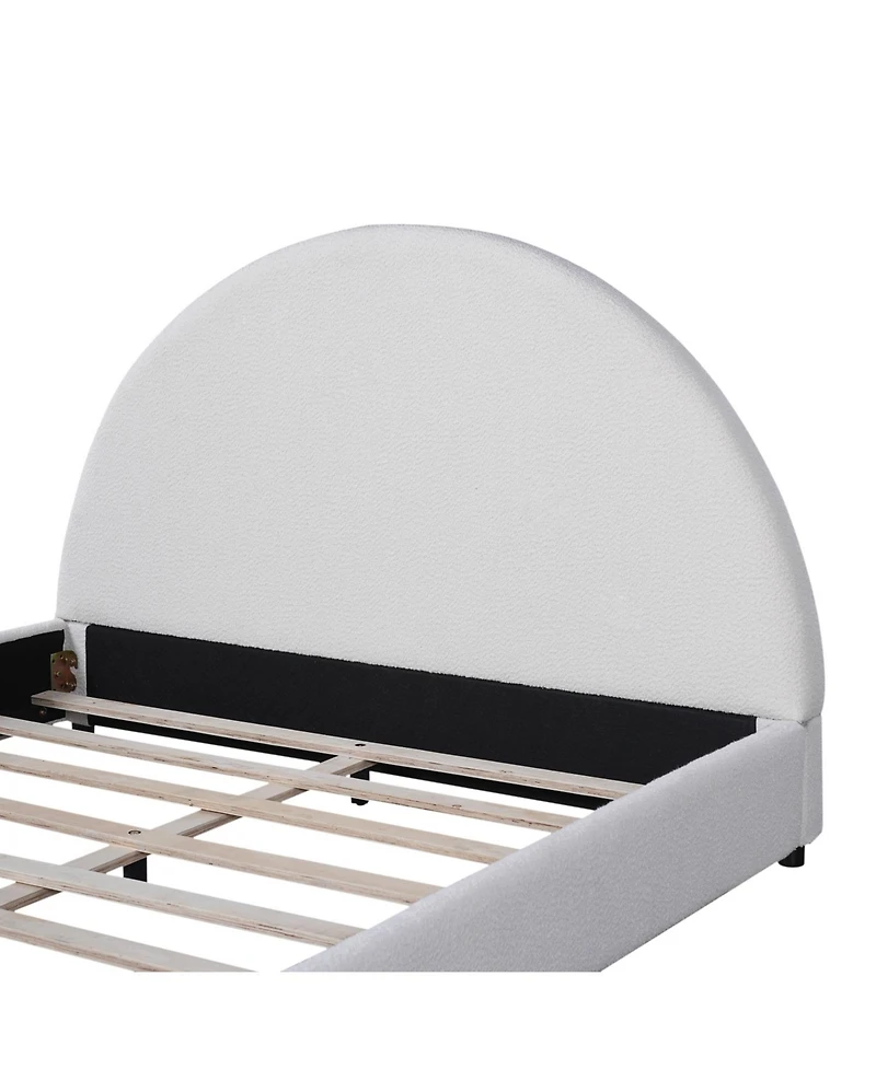 Streamdale Furniture Streamdale Queen Size Bed Frame With Boucle Upholstered Round Curved Headboard