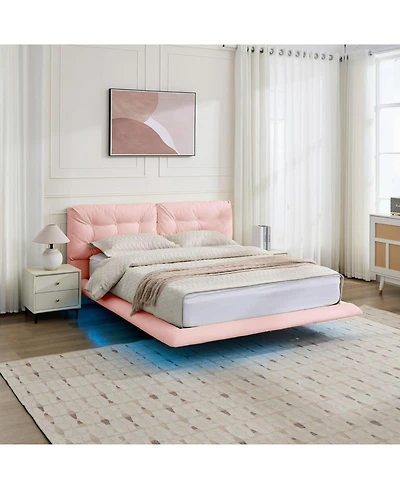 Streamdale Furniture Queen Upholstered Led Platform Bed