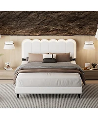 Streamdale Furniture Lambswool Headboard Bed Frame w/ Light, Full