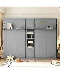 Streamdale Furniture Dual Twin size Wall Murphy Beds with Cabinets and Shelves