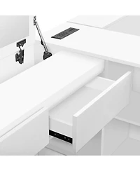 Streamdale Furniture Full Size Wooden Platform Bed with 6 Drawers, Shelves and Dressing Table