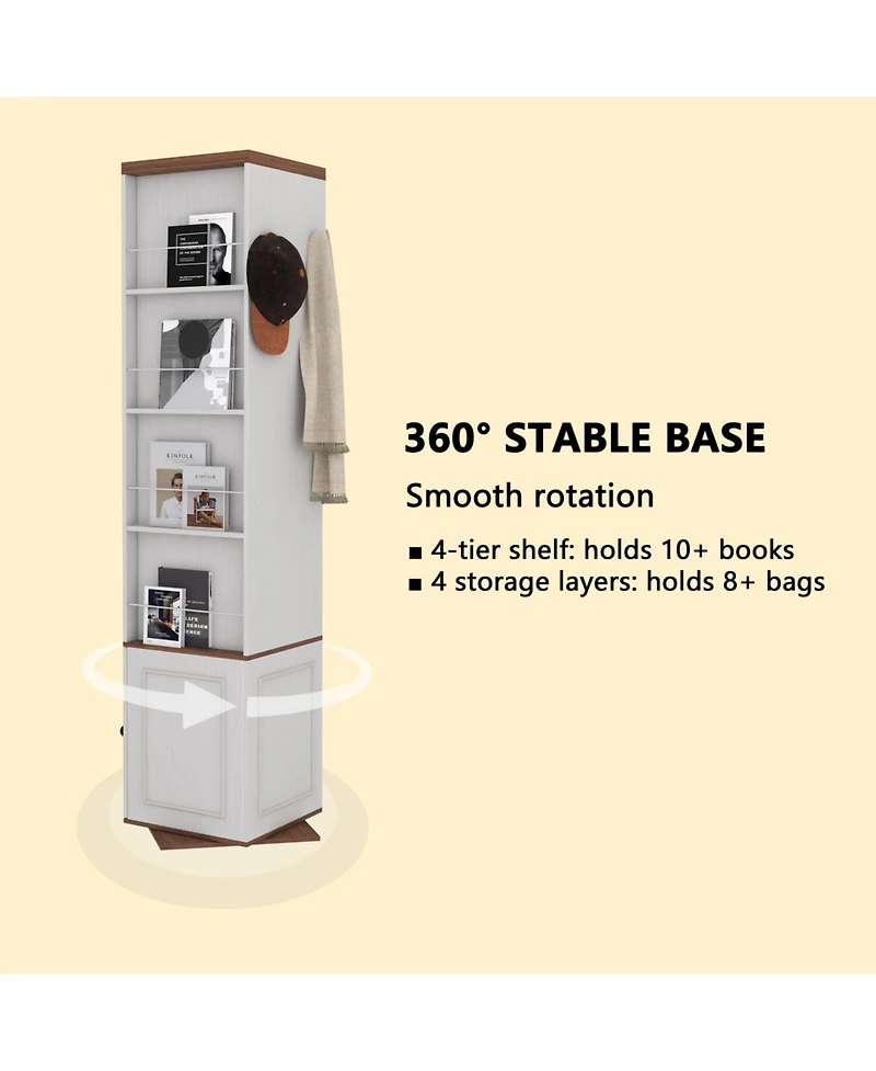 Streamdale Furniture Rotating Mirrored Storage Cabinet - Antique White