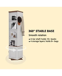 Streamdale Furniture Rotating Mirrored Storage Cabinet - Antique White