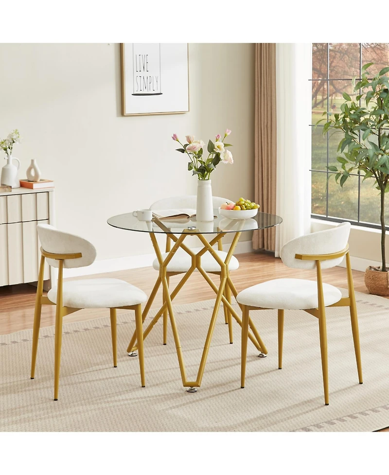 Streamdale Furniture Modern White & Gold Dining Chairs (Set of 2)
