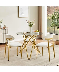 Streamdale Furniture Modern White & Gold Dining Chairs (Set of 2)