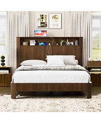 Streamdale Furniture Queen Bed Frame- Storage Headboard, Charging