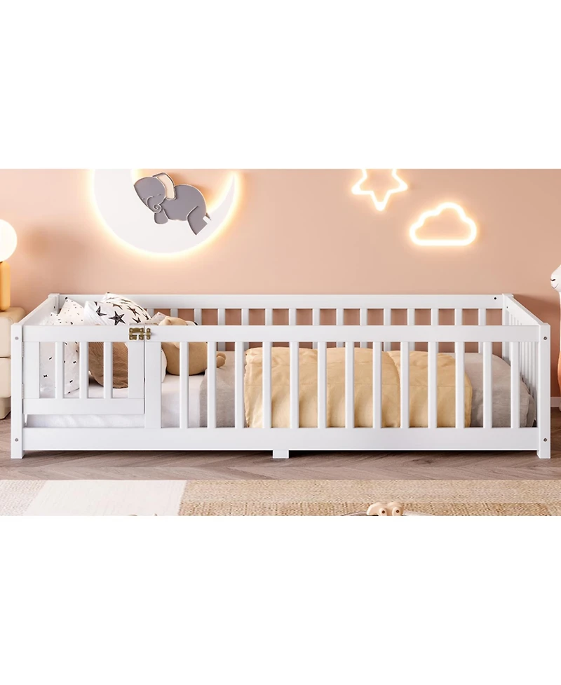 Streamdale Furniture Twin Floor Bed with Guardrails & Door