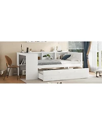 Streamdale Furniture Twin Daybed with Trundle, Storage, Shelves & Desk