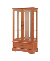 Streamdale Furniture Lighted Glass Curio Cabinet - 2-Door Display, Drawer