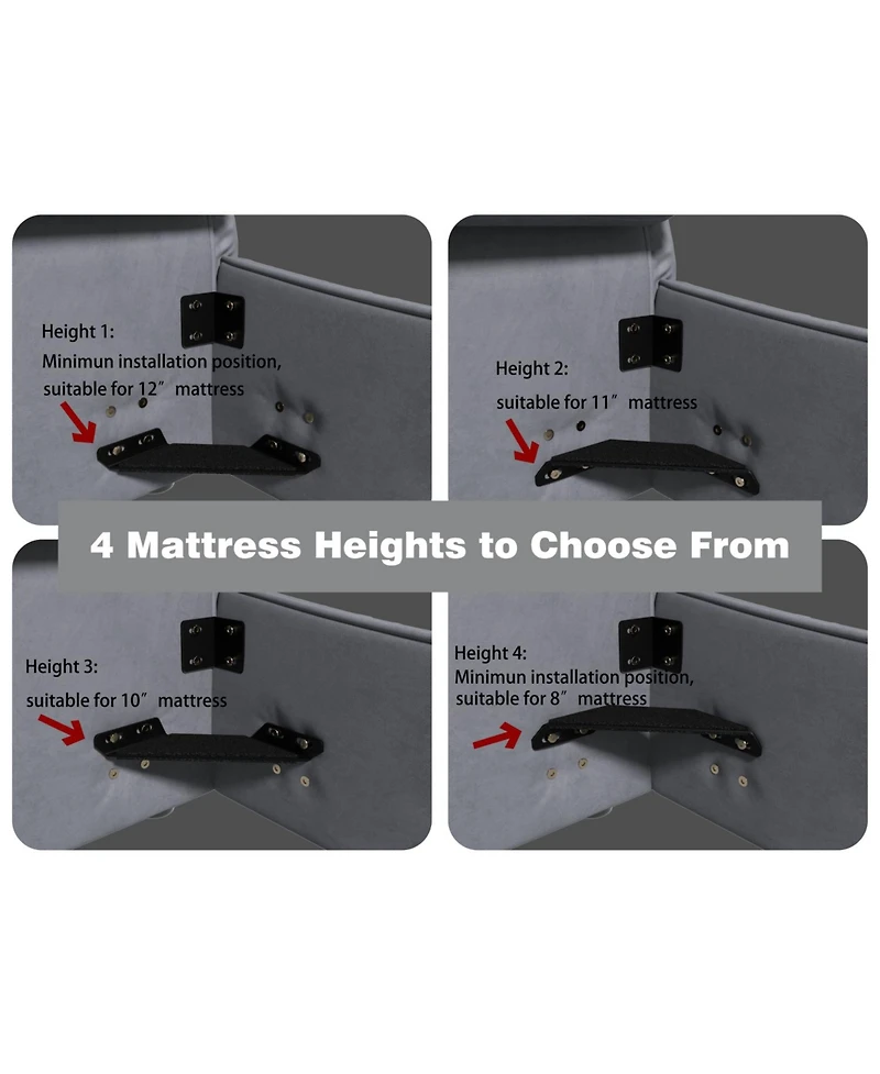 Streamdale Furniture Queen Upholstered Platform Bed, Velvet Headboard, Black