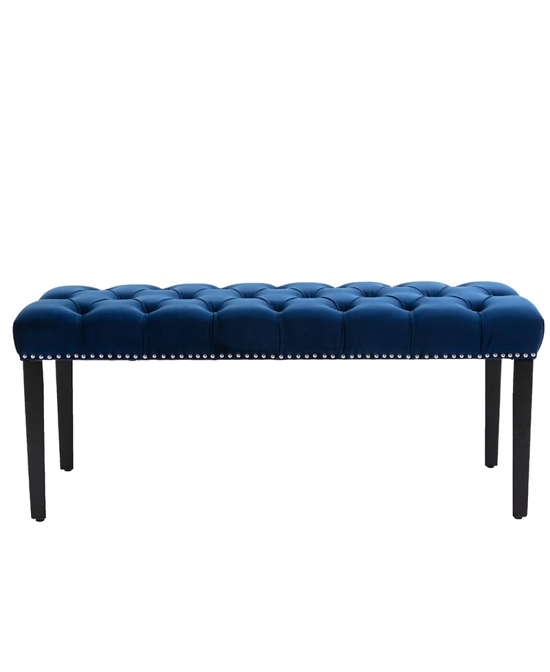 Streamdale Furniture Tufted Velvet Bench Ottoman - Blue