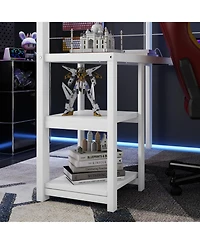 Streamdale Queen Loft Bed with Wardrobe, Desk, & Led - White