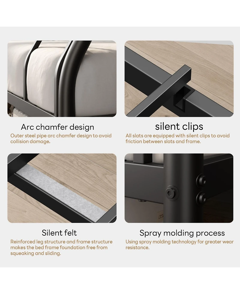 Streamdale Furniture Metal Bunk Bed, Twin Over Full Size Support for Adults Teens