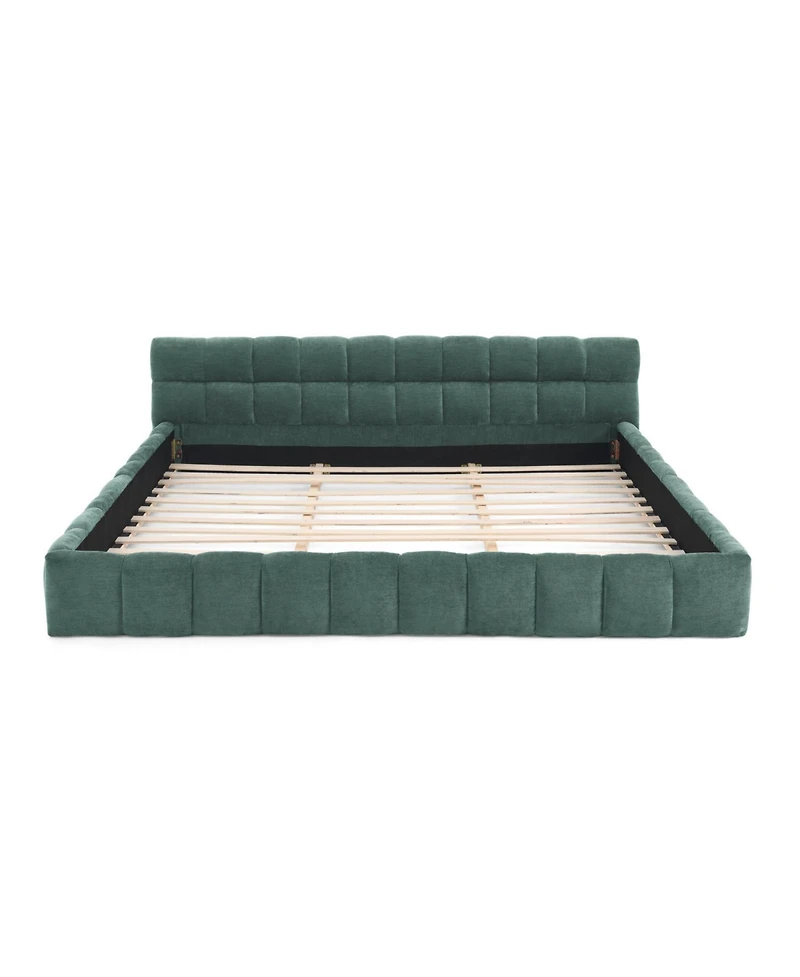 Streamdale Furniture California King Upholstered Platform Bed Frame - Blue Green