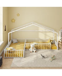 Streamdale Furniture Streamdale Metal L-Shaped Montessori Bed Frame for 2 Kids