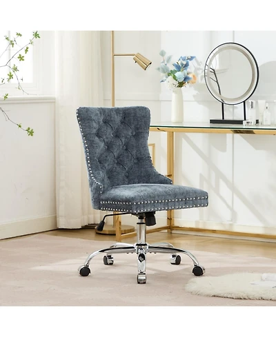 Streamdale Furniture Light Blue Chenille Tufted Office Chair
