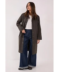 Nasty Gal Women's Longline Cord Collar Wax Effect Coat