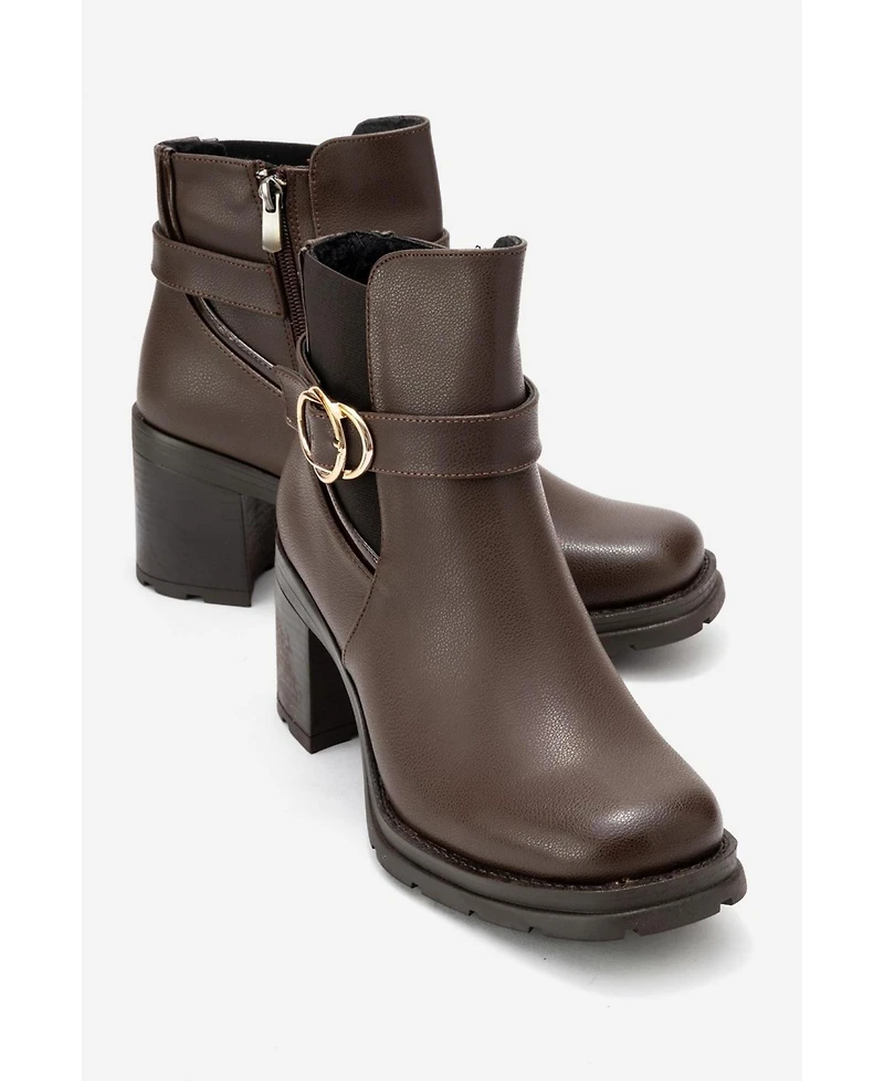 Prologue Shoes Women's Heile Buckle Block Heel Boot