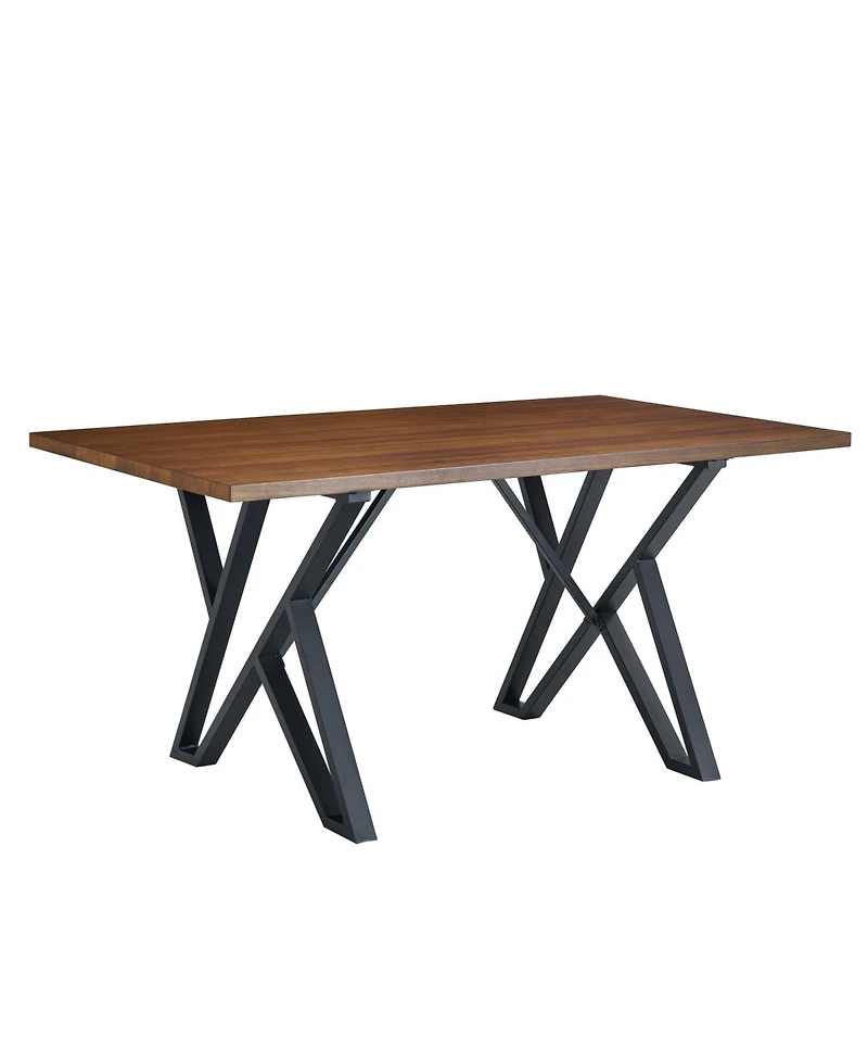 Streamdale Furniture Indoor Dining Table With Metal Legs,Walnut
