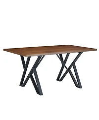 Streamdale Furniture Indoor Dining Table With Metal Legs,Walnut