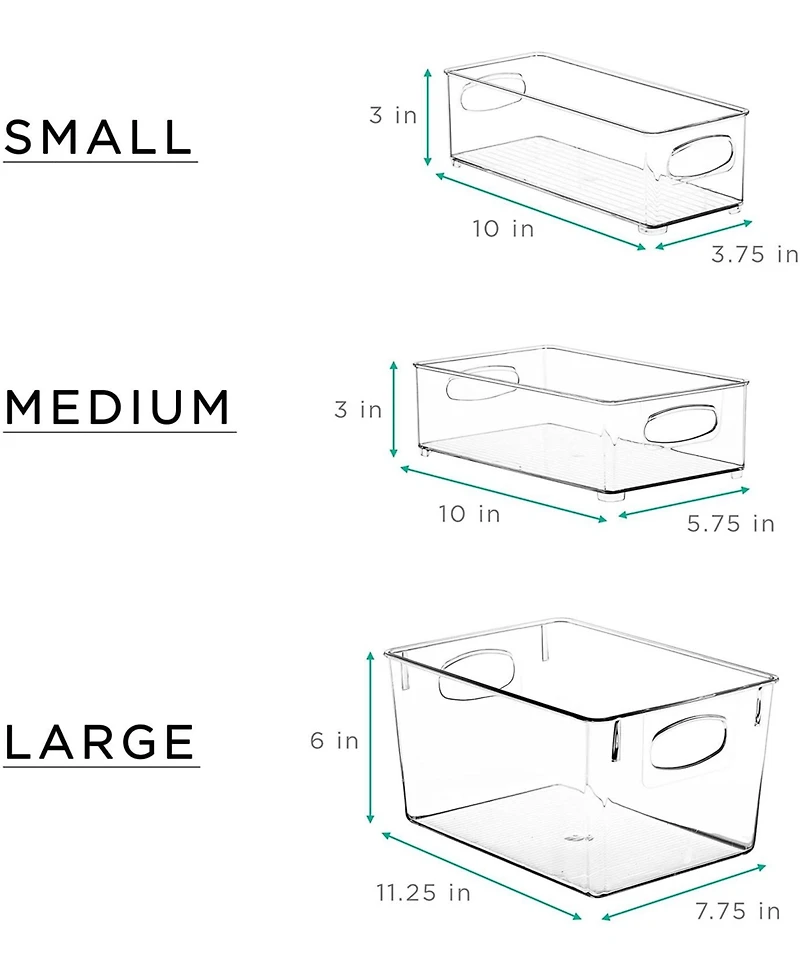 Sorbus 10-Piece Clear Open Bin Containers Set - Organize fridge & pantry essentials! Stackable, portable, clear view for easy access