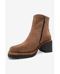Forever & Always Women's Shoes Junae Leather Block Heel Boot (Women)