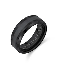 Bling Jewelry Plain Simple Beveled Edge Black Titanium Band Ring 8MM Comfort Fit