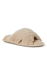 Dearfoams Women's Jessica Furry Crossband Slide Slipper