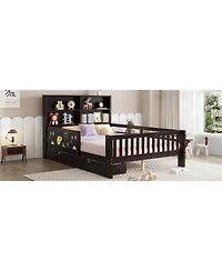 Streamdale Furniture Full Platform Bed with Chalkboard, Storage, Shelves, Espresso