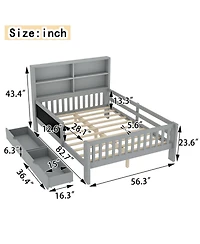 Streamdale Furniture Streamdale Full Platform Bed with Chalkboard, Storage, Shelves, Gray