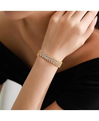 Sterling Silver 14K Gold Plated Clear Cubic Zirconia 4-Row Tennis Bracelet