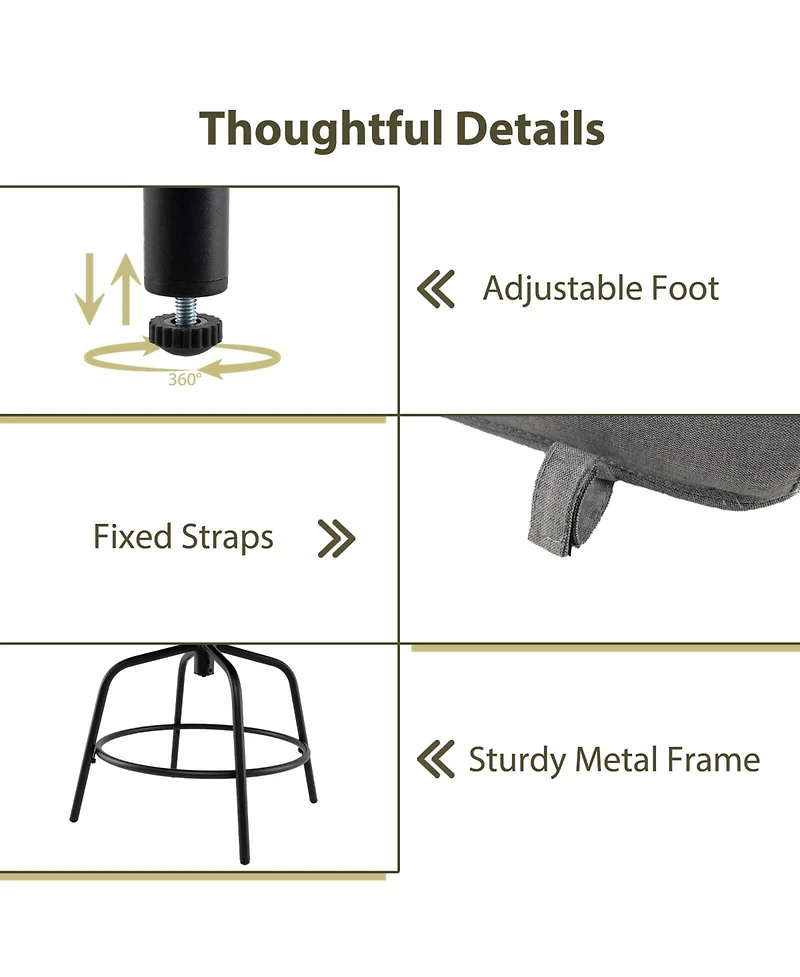 Costway Outdoor Pe Wicker Swivel Bar Stools with Back Armrests Cushion