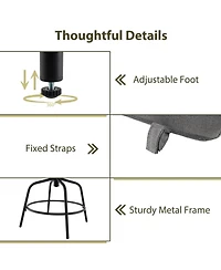 Costway Outdoor Pe Wicker Swivel Bar Stools with Back Armrests Cushion