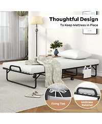 Costway Folding Bed with Memory Foam Mattress & Pillow Dust Cover Metal Frame