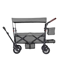 Sugfit Wagon Stroller for 2 Kids Folding Push-Pull Stroller with Canopy Grey