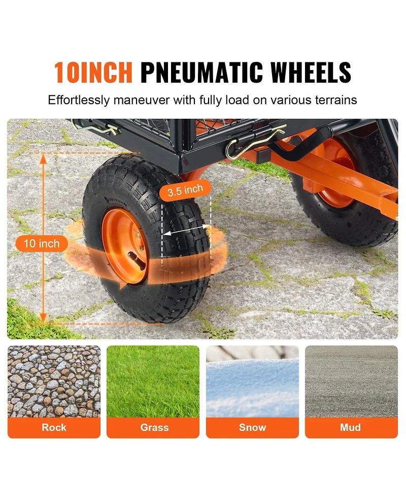 Sugift Heavy-Duty Garden Cart with 880 lbs Capacity & 10-inch Wheels