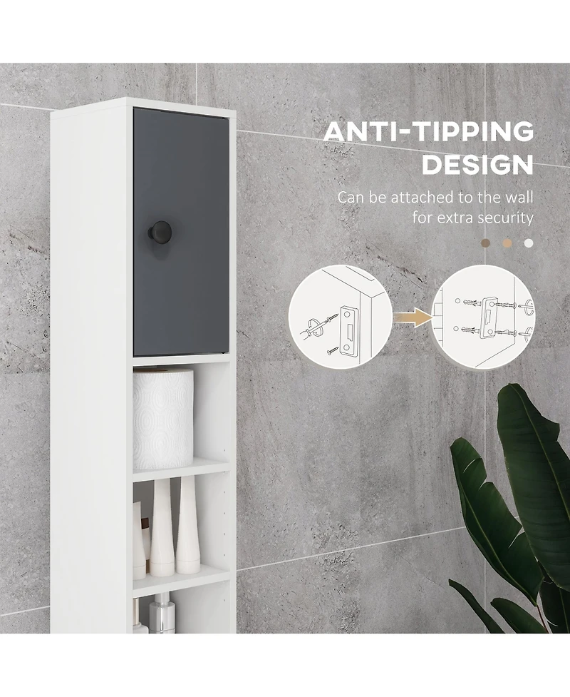 Kleankin Bathroom Storage Cabinet w/ Shelves, Toilet Paper Cabinet, White