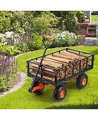 Sugift Metal Utility Wagon with 400 lbs Capacity & Dump Function