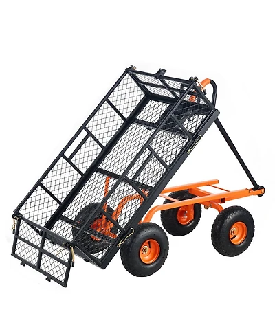 Sugift Metal Utility Wagon with 400 lbs Capacity & Dump Function